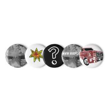 Baker Explosion Pin Back Buttons Set of 5