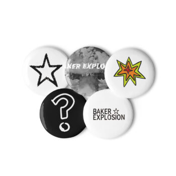 Baker Explosion Pin Back Buttons Set of 5 - Image 4